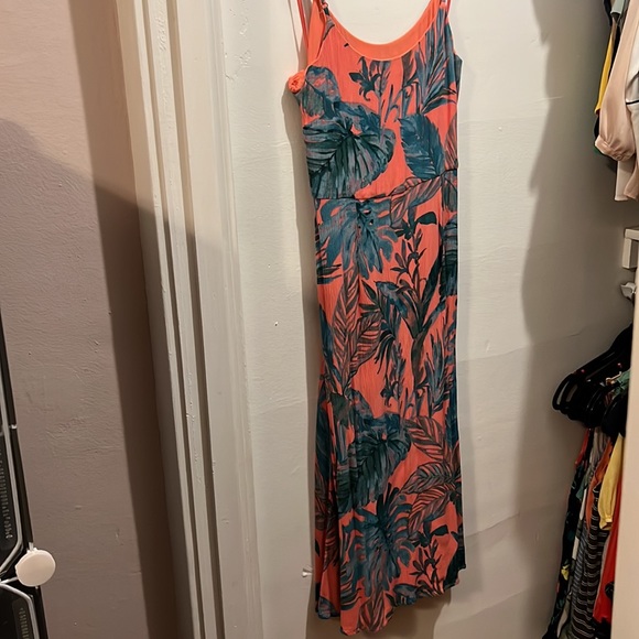 Cynthia Rowley Tropical Leaves Midi Dress Leaf Print Rayon Women’s Sundress - Picture 10 of 11